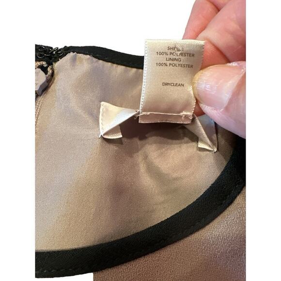 Ann Taylor LOFT Women's Sleeveless Colorblock Sheath Dress Size 6 Beige Black - Picture 6 of 6
